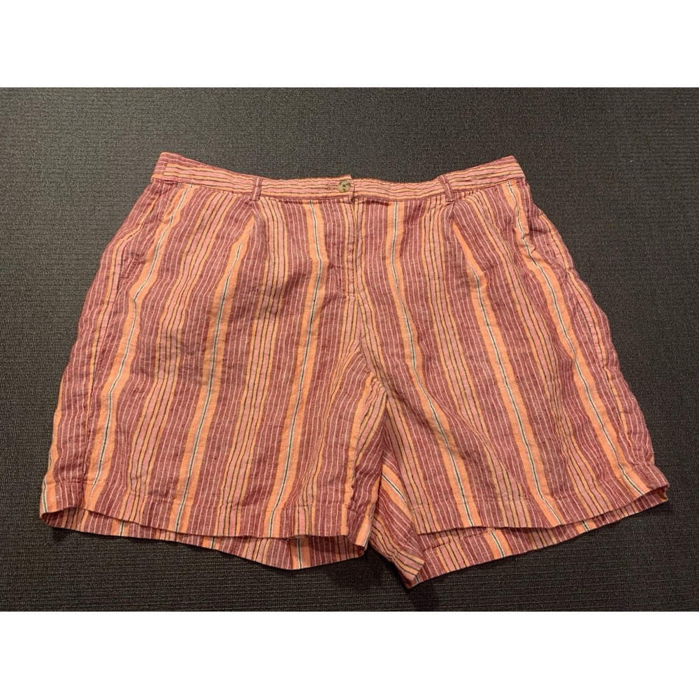 J. Jill Women's Striped‎ Casual Linen Blend Shorts Size 20
